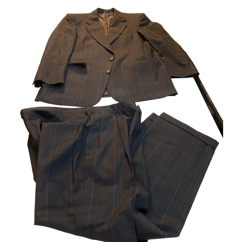 hart schaffner marx men's suit 41 Ariel Worsted Pure Virgin Wool Black blazer